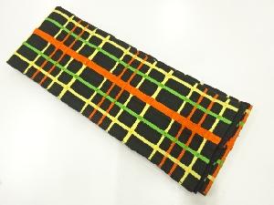 格子模様織出し半幅帯